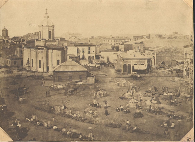 Piata Sfantul Anton in 1880, Bucuresti. Saint Anton square in 1880, Bucharest.